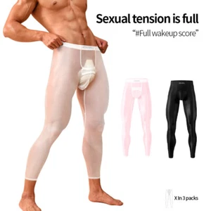 Herren Sexy Netz Ultradünne Leggings mit U Beutel Unterwäsche Hose - Bild 1 von 7