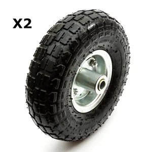 2x 10 Inch 135kg Pneumatic Tyre & Wheel 4.10/3.50-4 Industrial Wheelbarrow - Picture 1 of 9