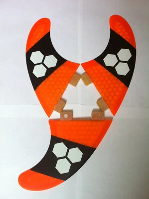 SURFBOARD FINS Honeycomb FCS Fit Surf Fin,G5/M5 Thruster Set Of 3 Orange Hexcore - Image 1 of 3