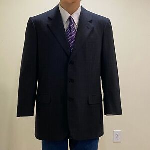 Brioni Blazer Men's Size 42R Black Check Wool Palatino 3B Vented Jacket Italy