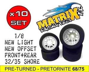 10 SET RUOTE GOMME MATRIX 1/8 ON-ROAD NEW LIGHT NEW FIVE PRETORNITE PRE TURNED - Bild 1 von 1