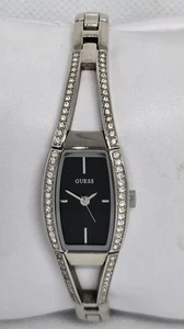 Guess Damenuhr silberfarben schwarzes Zifferblatt Kristall zierlich Armband Band 07 - Bild 1 von 6