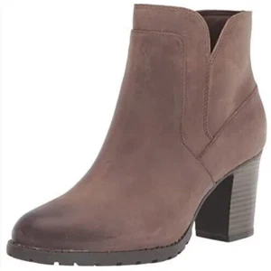 Clarks Verona Step Stiefelette 9,5 Neu mit Etikett dunkel taupe Leder grau hellbraun Bootie Absatz - Bild 1 von 7