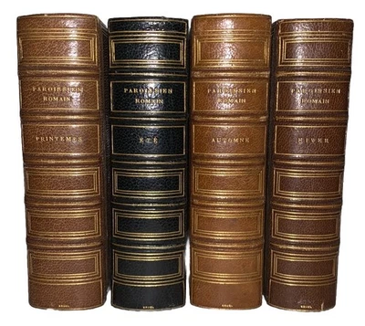 1882, 4 FINELY BOUND VOLUMES, PAROISSIEN ROMAIN, ROMAN CATHOLIC PRAYER BOOK SET - Image 1 of 4
