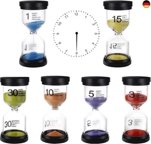 Aokyom 6 Stück Zeitmesser Sanduhren Buntes Set Eieruhren 1 3 5 10 15 30 Minuten - Bild 1 von 7