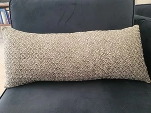 Envogue Throw Pillow SILVER Embroidered 24" x 11" with Feather Insert - Picture 1 of 13