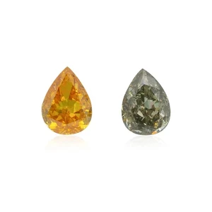 Juego de 2 diamantes sueltos naturales - 0,21 quilates elegante forma de pera naranja verde, VS2-SI2 - Imagen 1 de 5
