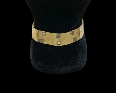 Vintage 1970s Brass Belt Made in India Studded Cabochon Detail Adjustable 29–34 - Image 1 of 4