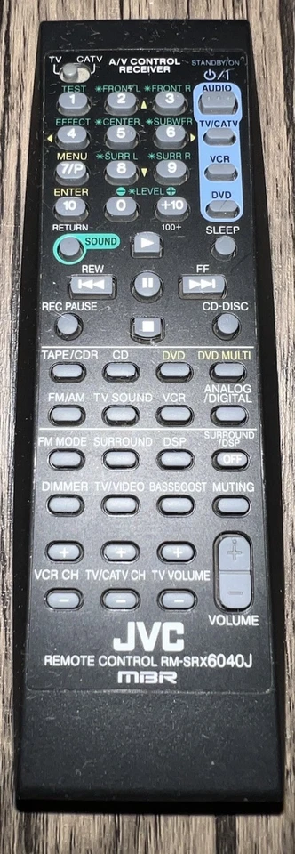 JVC RM-SRX6040J HOME AUDIO RECEIVER REMOTE CONTROL RX-6040B RX-6042 RX-6042S OEM - Image 1 of 1