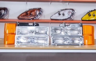 Pair For 1994-1998 Chevy Silverado C/K 1500 2500 3500 Headlights w/ Bumper 8pcs Foto 1 de 4