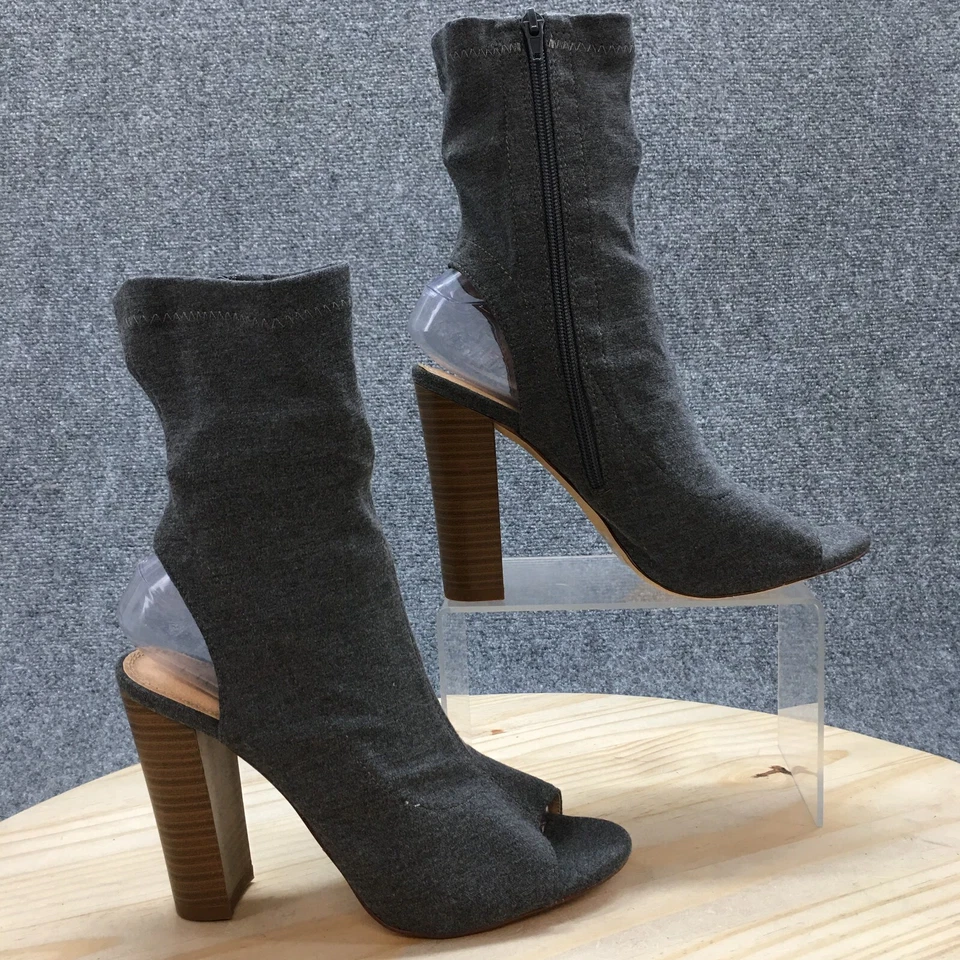 Botas Liliana para mujer 8,5 informales cremallera lateral punta abierta tacones botín tela gris Foto 1 de 4