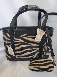 Faux Zebra Print Crossover Bag w/ Change Purse NOS & Tags Vintage Lord & Taylor - Picture 1 of 14