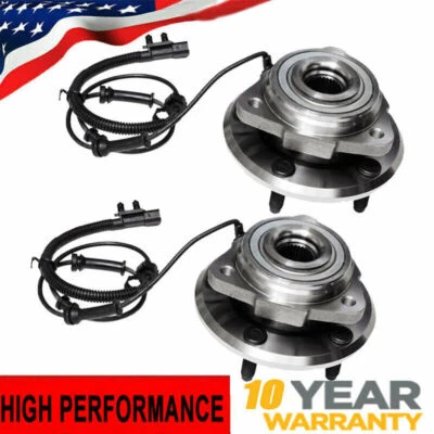 Conjunto de buje de cojinete de rueda delantera par para Jeep Wrangler 2007-2010 con 5 tacos ABS Foto 1 de 4