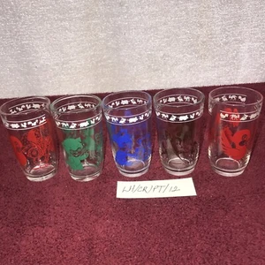 Lot 5 Hazel Atlas Kraft Swanky Swigs Kiddie Cups Elephant Bird Puppy Rooster Pig - Picture 1 of 4