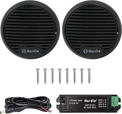 Herdio 3" 140W Marine Bluetooth Speakers Stereo for Boat ATV UTV Motorcycle - Image 1 of 4