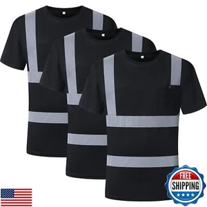 Paquete de 3 prendas de seguridad reflectantes de alta visibilidad JKSafety | Camiseta de trabajo diario negra C - Imagen 1 de 4