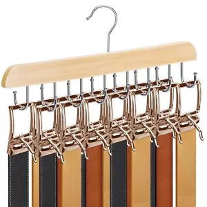 Belt Hanger, Natural Wooden Belt Organizer for Closet, 360° Rotating Tie & Belt - Picture 1 of 6