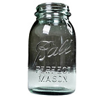 Antique Ball Perfect Mason Grey Green Glass Canning Jar Quart 7In Farm Décor
