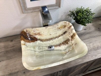 Fregadero de piedra de ónix / Fregadero de recipiente de baño de piedra natural moderno. Foto 1 de 4