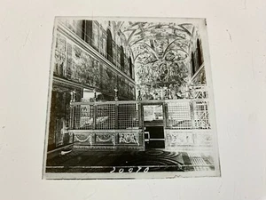 ROME, SISTINE CHAPEL, VATICAN , Italy - Vintage 3 x 3 Inch NEGATIVE PHOTO PLATE - Picture 1 of 1
