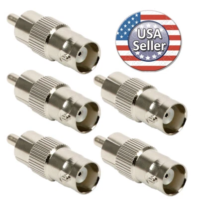 Sikker 5 BNC Female to RCA Male Coax Cable Connector Adapter for CCTV camera dvr - Image 1 of 2