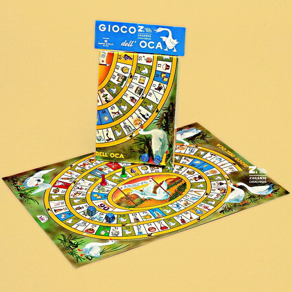 GIOCO DELL'OCA MARCA STELLA CLASSICO CON SEGNAPOSTI IN PLASTICA DADI COLORATI - Immagine 1 di 1