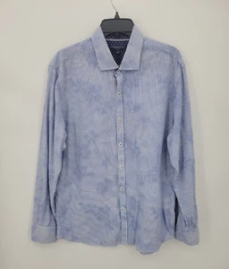 Cooper Jones Shirt Mens Large Blue Stripe Floral Long Sleeve Button Up Modern - Picture 1 of 7