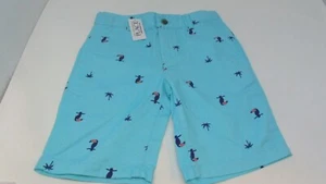 THE CHILDREN'S PLACE MELLOW AQUA TUCAN PALM TREE PRINT SHORTS SIZE 7 NWT - Picture 1 of 4