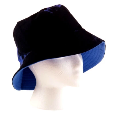 Sombrero Bucket Negro y Azul Tie Dye Reversible Unisex 22.5" S/M Sombrero para el Sol Gorra Informal Foto 1 de 4
