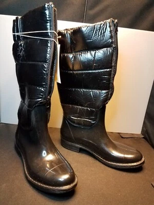 NUEVO SIN CAJA W's US10 CAPELLI NEW YORK BOTAS DE AGUA DE GOMA NEGRAS A MITAD DE PANTORRILLA BOTAS DE LLUVIA DE MODA Foto 1 de 4