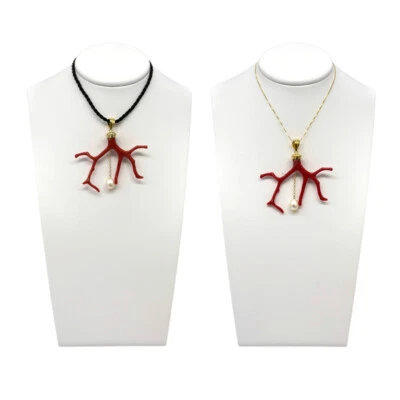 COLLANA PENDENTE RAMO CORALLO E PERLA BAROCCA VARI TIPI - Immagine 1 di 4