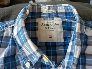 Abercrombie and Fitch XL Manga Larga Ajuste Muscular Nueva York 100% Algodón Azul/Blanco - Imagen 1 de 8