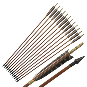12Pcs 33" Handmade Bamboo Hunting Arrows Tradition Japanese Kyudo Eagle Feather - Picture 1 of 18