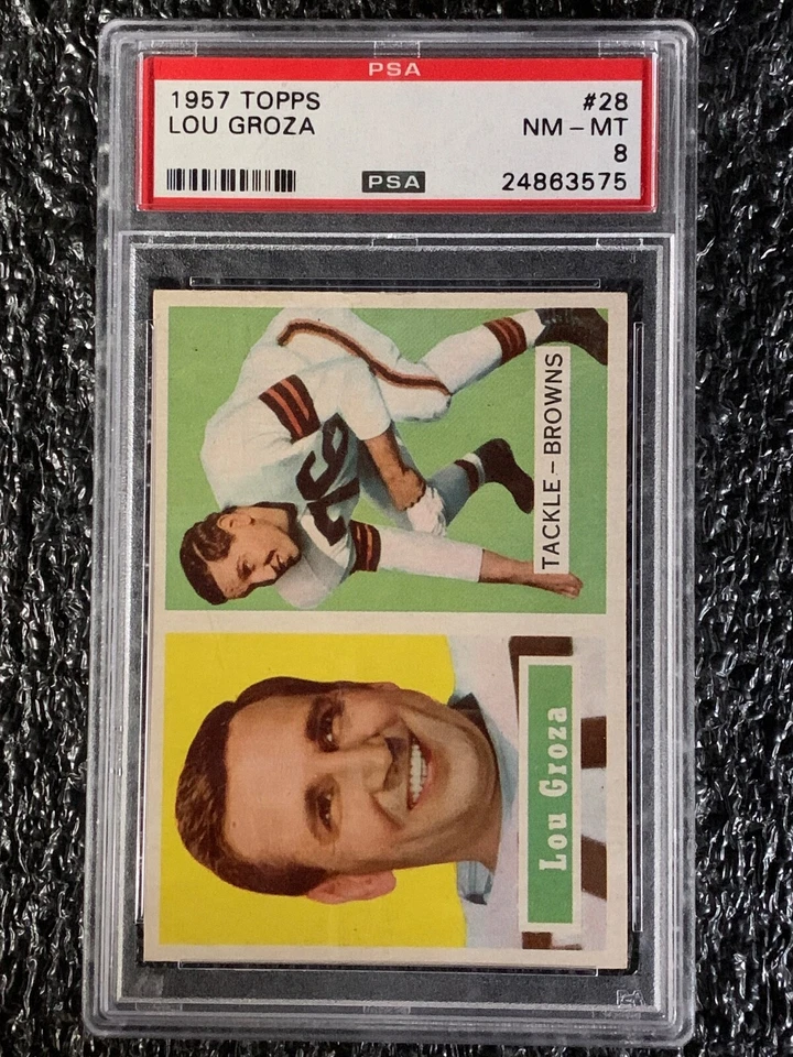 1957 Topps Football #28 Lou Groza PSA 8 - Image 1 of 2