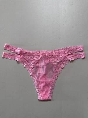 New Victoria Secret Underwear Medium Pink Strap Lacey Flower Thong / String - Image 1 of 4