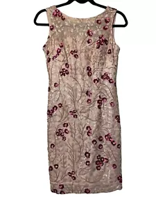 Calvin Klein ärmelloses Minikleid Blumen Pailletten Größe 2 formelle Kleidung edel - Bild 1 von 7