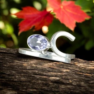 Iolite Gemstone 925 Sterling Silver Handmade Jewelry Statement Artisan Boho Ring - Picture 1 of 4