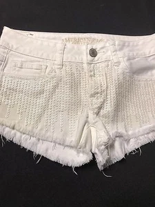 EUC American Eagle Shorts-women's Sz.0-Cotton Bl.-Stretch-White/Sequines - Picture 1 of 12