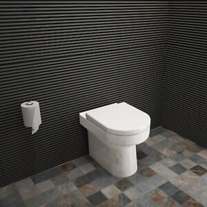 BTW Toilet White Ceramic Soft Close  Easy To Clean Back To Wall Modern Bathroom