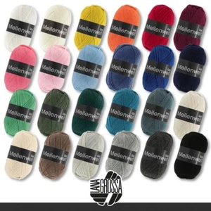 Lana Grossa 100 g Meilenweit 100 Uni Stricken Wolle Schurwolle Basteln 24 Farben - Picture 1 of 49