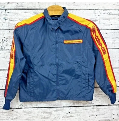 🔥🚨Vintage Bridgestone Cafe Motorcycle Car Racing Jacket Navy Mens Large Rare!  - Image 1 of 4