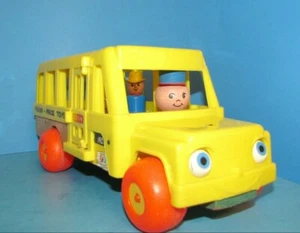 Vtg Fisher Price 1965 Little People School Bus Plastic & Wood Vehicle 13" L@@K - Imagen 1 de 12