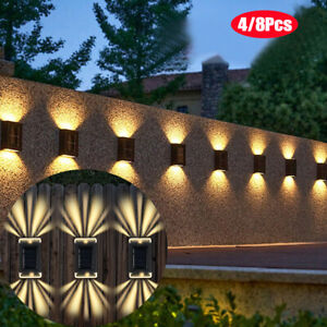 8x SUPER BRIGHT SOLAR POWERED DOOR FENCE WALL LIGHTS LED OUTDOOR GARDEN LAMP