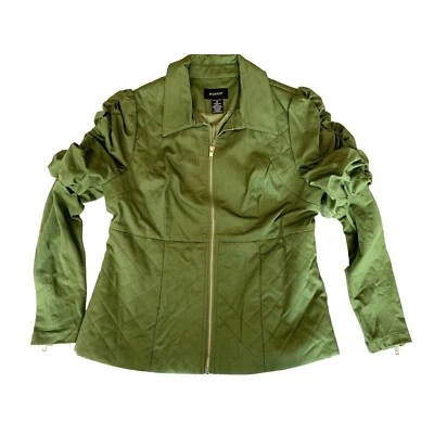 Ashro Mujer 12 Manga Larga Chaqueta Abrigo Acanalado Hombro Top Mangas Cremallera Completa Brazo Foto 1 de 2