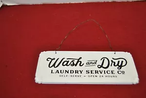 WASH & DRY LAUNDRY SERVICE TIN SIGN - Picture 1 of 5