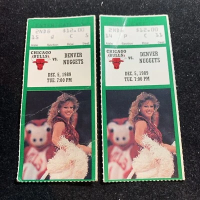 Qty. (2) 1989 BULLS vs NUGGETS DEC 5TH TICKET STUB MICHAEL JORDAN 35 pts. - Image 1 of 4
