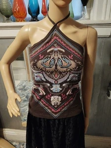 Miss Thing Brown halter Cotton Size L - Picture 1 of 5