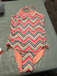 SO Girls Chevron Print One Piece Swimsuit Size 10 - Picture 1 of 5