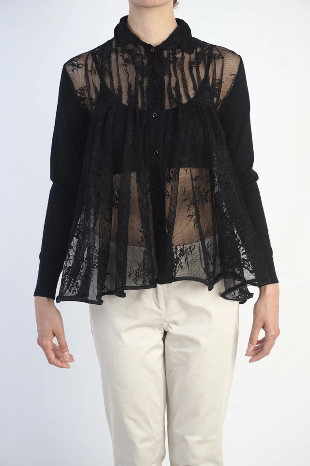 Blusa D&G Dolce & Gabbana Negra Encaje Transparente, Talla M Y2K Rara De Colección Translúcida Foto 1 de 4