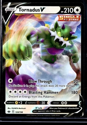 2021 TCG Pokémon #124 Tornadus V 124/198 Holo SWSH06 Ultra Rare Chilling Reign  - Image 1 of 2
